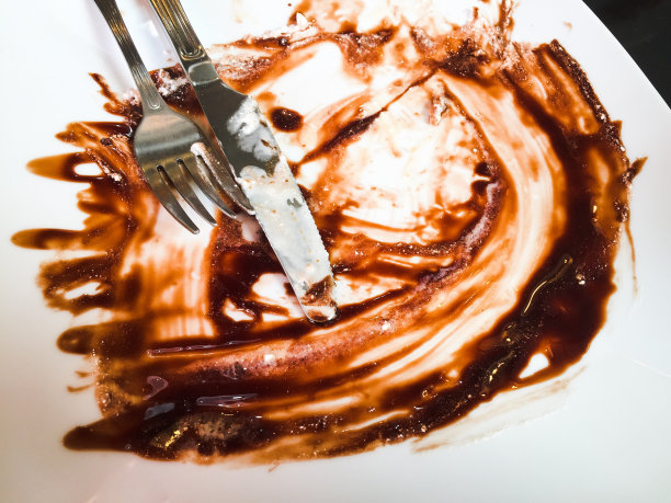 脏盘子里的甜点图片下载