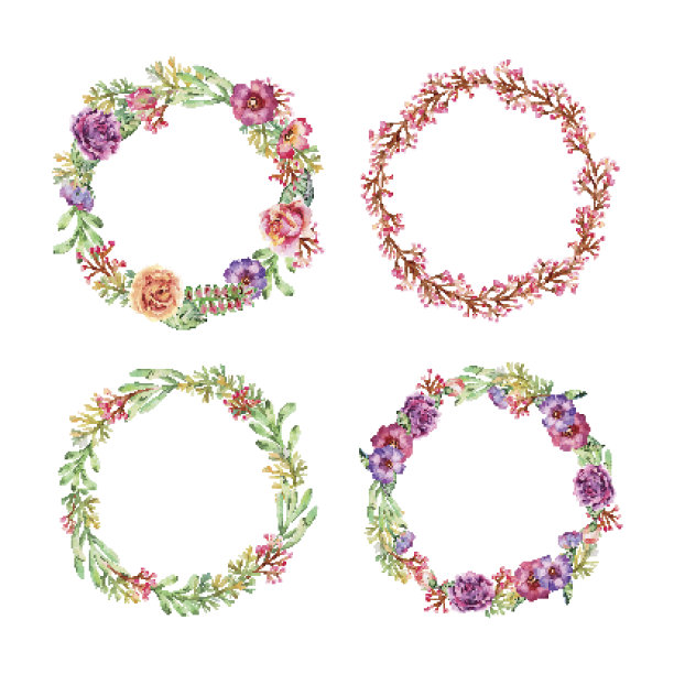水彩花环图片下载