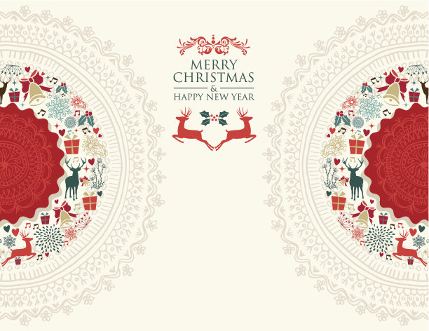 圣诞快乐复古贺卡插图图片下载