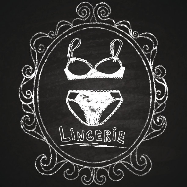 内衣在手绘框架。粉笔。图片下载