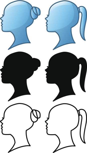 女人头图标和剪影包图片下载