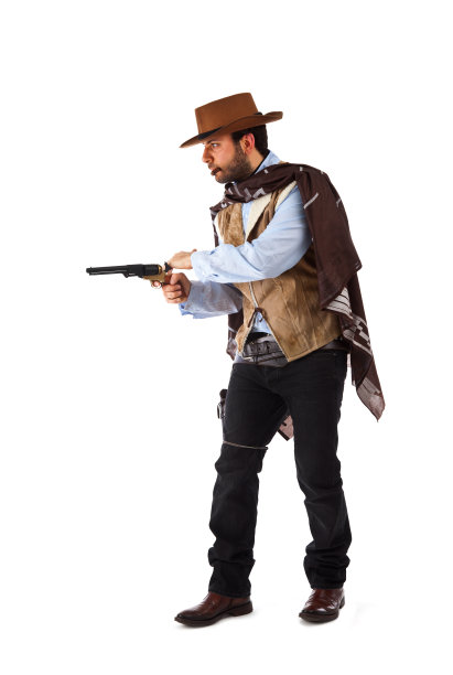 白人背景下狂野西部的枪手图片下载