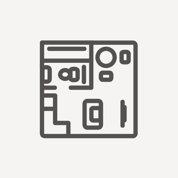 带有家具的房屋内饰细线条图标图片下载