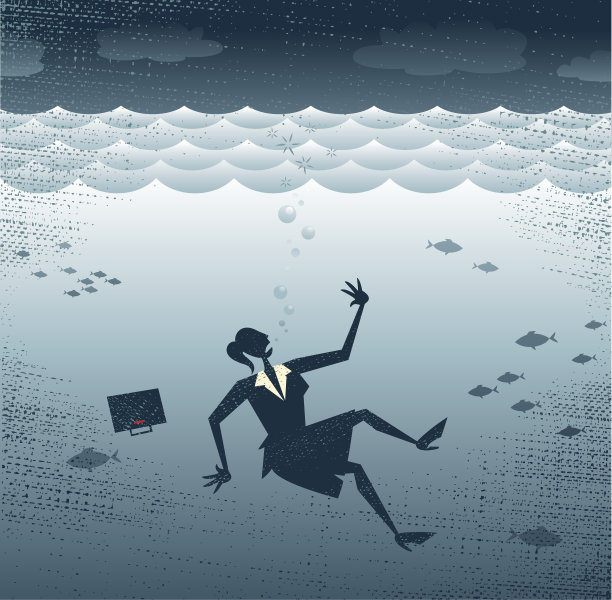 抽象的商人溺水。图片下载