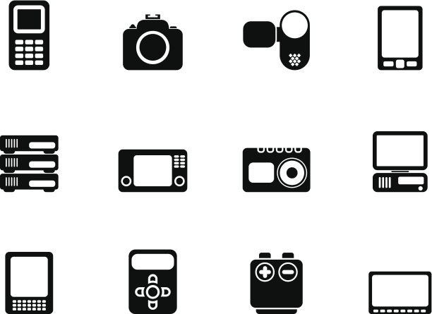 剪影技术，媒体和电子图标图片下载