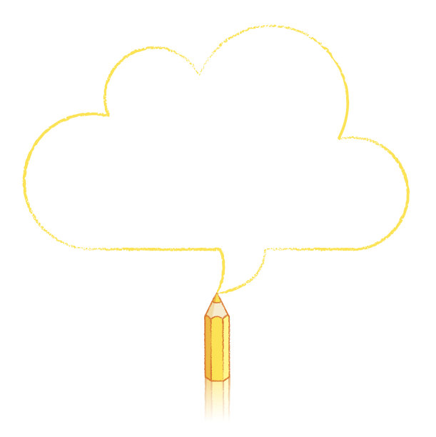 黄色铅笔画云演讲气球图片下载