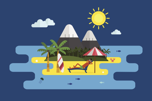 在热带岛屿上放松的男人图片下载