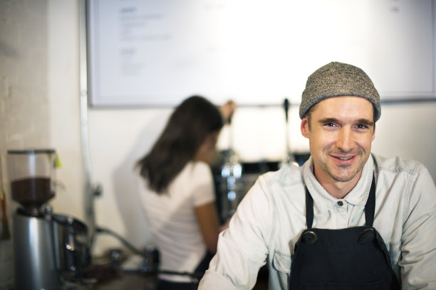Barista Coffee Steam Cafe Apron Drink的经营理念图片下载