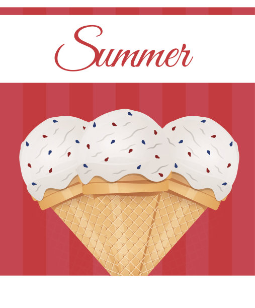 冰淇淋与彩色矢量插图图片下载