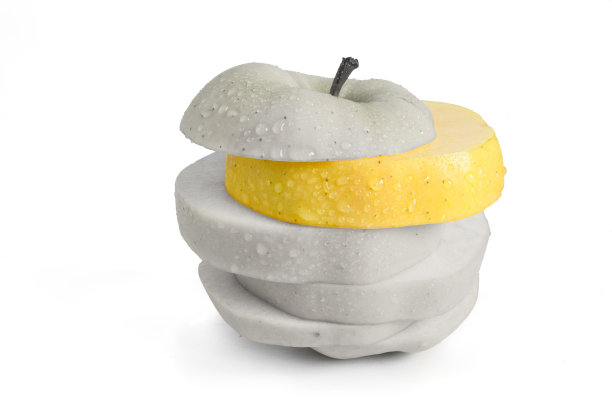 单只黄苹果横切图片下载