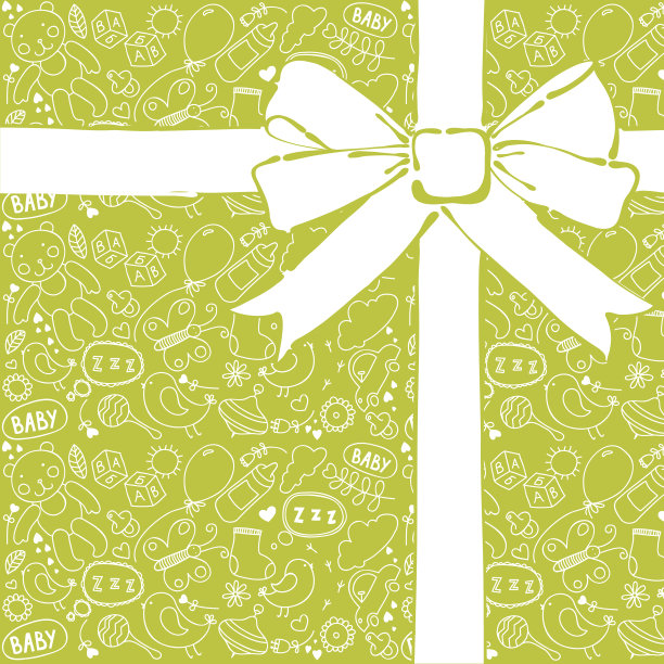 儿童插图明信片与无缝模式。图片下载