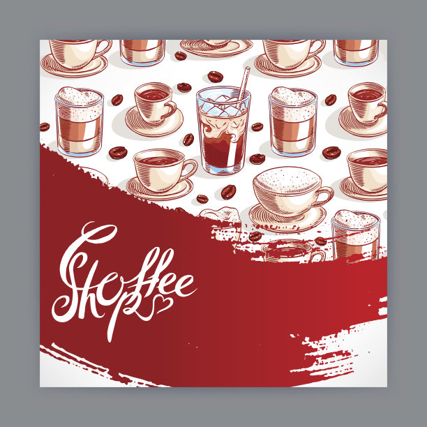 可爱的卡片和咖啡杯图片下载