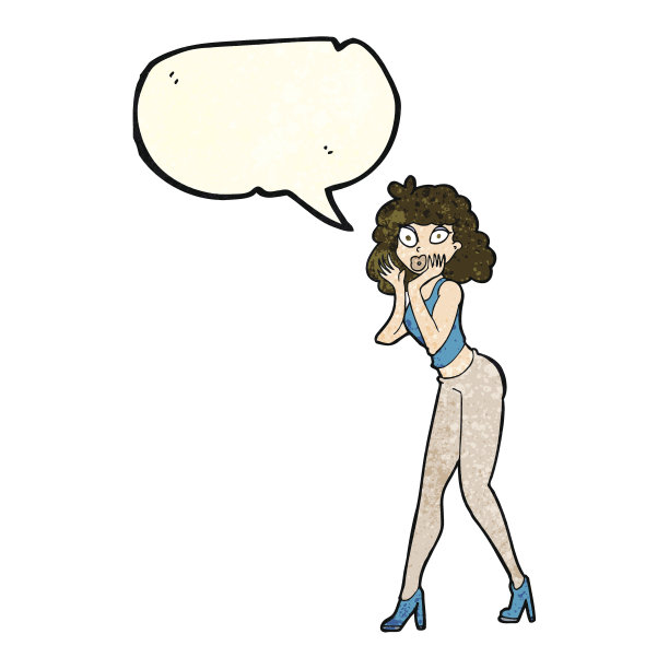 卡通惊讶的女人用气泡说话图片下载