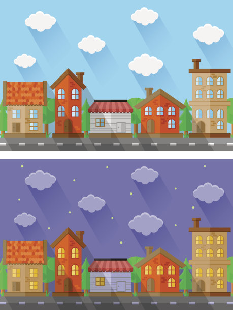 城市景观。平面设计图片下载