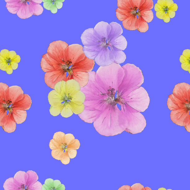 天竺葵、陇牛儿苗科天竺葵属植物。花型纹理无缝。花背景，照片拼贴图片下载