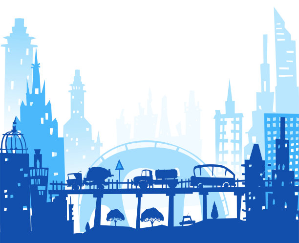 有轿车、卡车和公共汽车的城市道路和高速公路图片下载