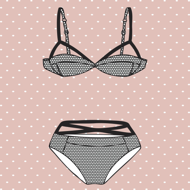 手绘向量性感内衣集。图片下载
