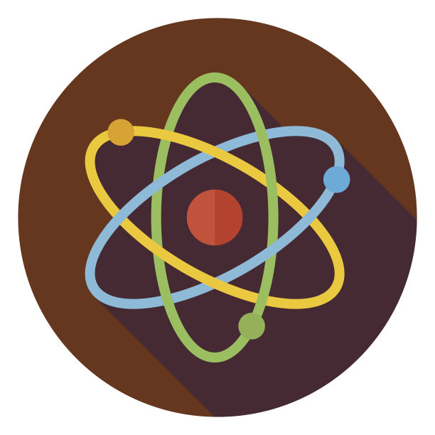 扁平教育和科学标志圈图标与长影子图片下载