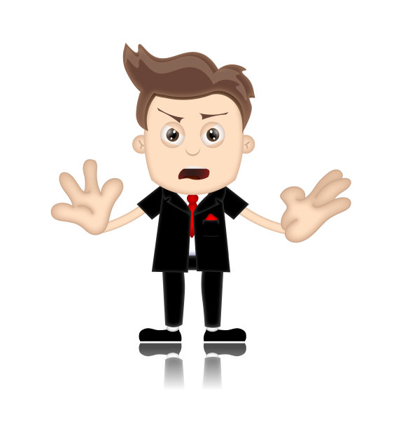 本男孩不友好的商人经理老板卡通插图图片下载