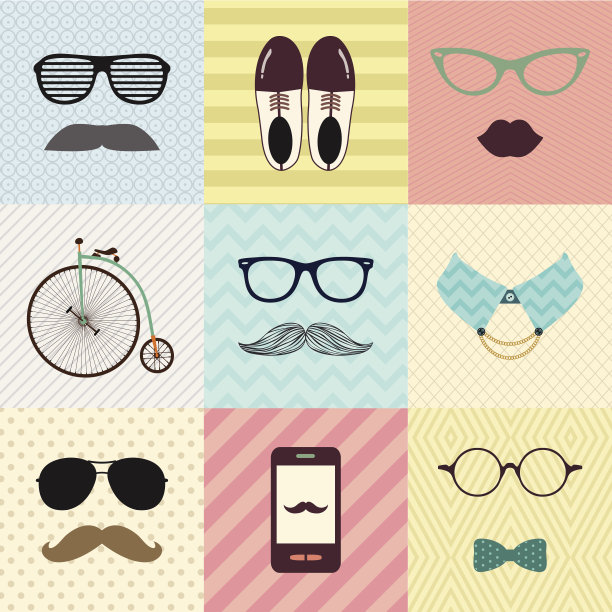 潮人复古可爱的时尚背景图片下载