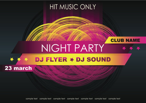 水平音乐背景与图形元素和文本的位置。图片下载