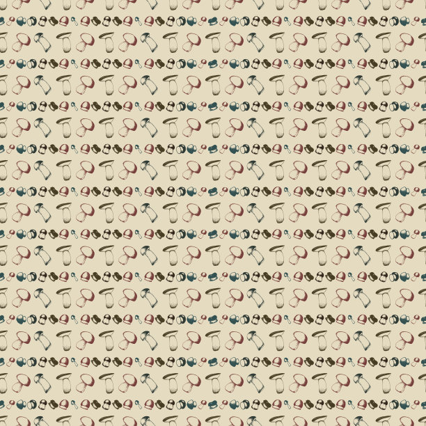 手绘无缝模式与蘑菇图片下载