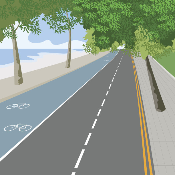 自行车道素材图片