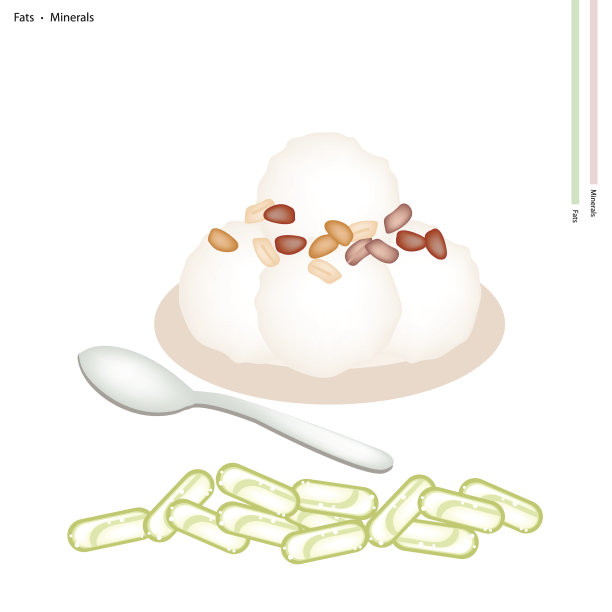 白色背景上的坚果椰子冰淇淋图片下载