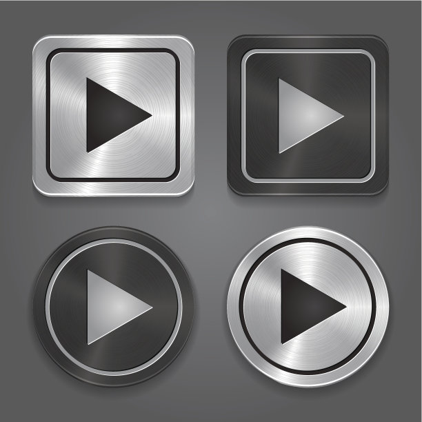 设置应用程序图标，现实金属播放按钮与高亮。图片下载