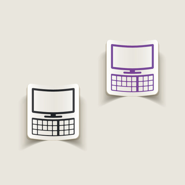 逼真的设计元素:显示器、键盘图片下载