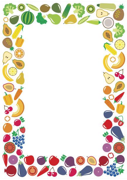 蔬菜和水果图标矩形框架图片下载