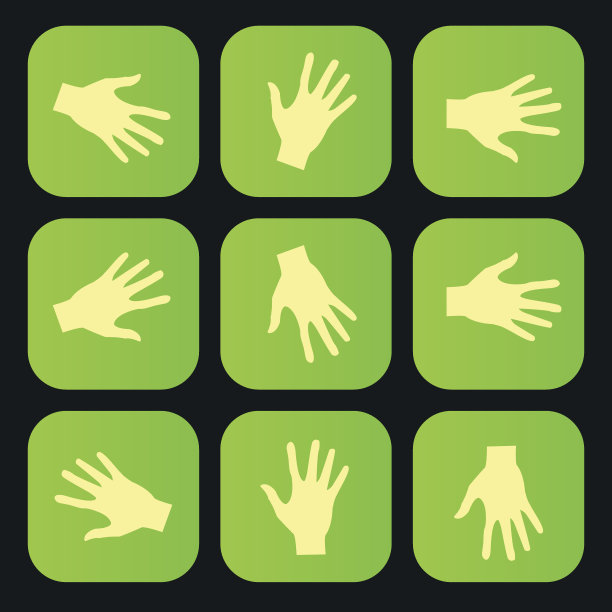 一组矢量平面图标手eps图片下载