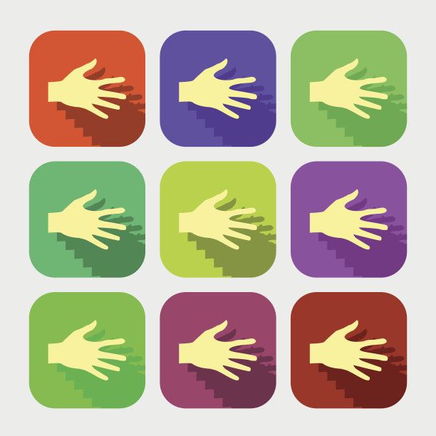 一组矢量平面图标手eps图片下载