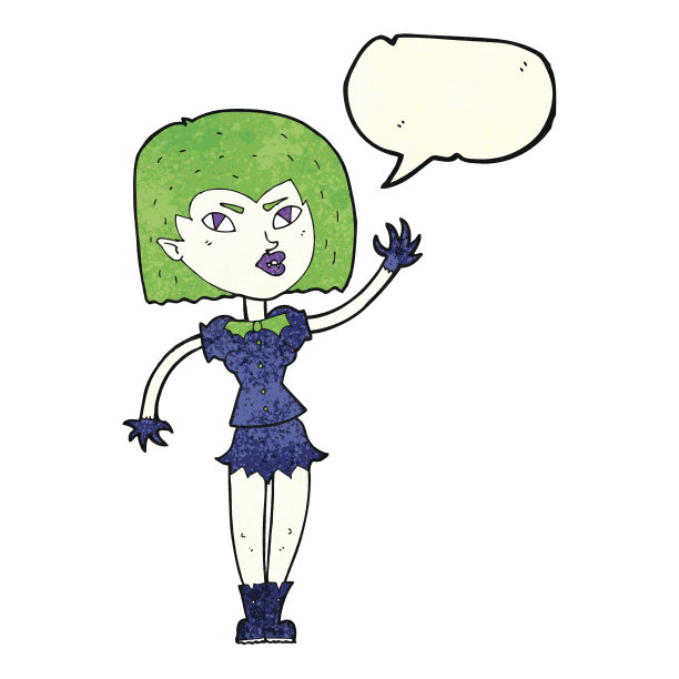 卡通漂亮的吸血鬼女孩与语音泡泡图片下载