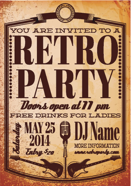 复古派对，音乐会，活动的模板图片下载