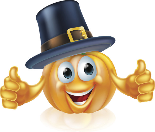 感恩节朝圣者帽子南瓜人素材图片