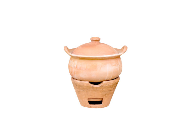 陶罐孤立在白色背景上图片下载