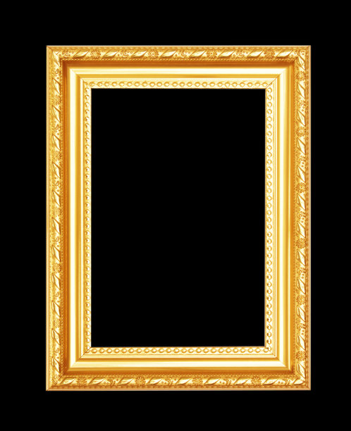 金色古董框架孤立在黑色背景图片下载