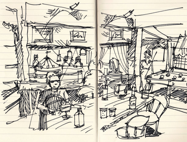 人们在酒吧与现场音乐插图图片下载