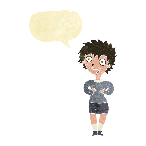 卡通兴奋的女人用言语泡着图片下载