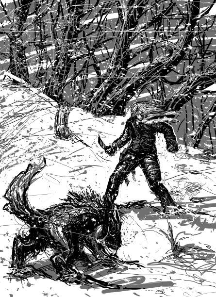 雪地里的狼和人图片下载