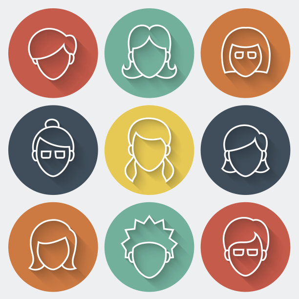 女性面孔图标集图片下载