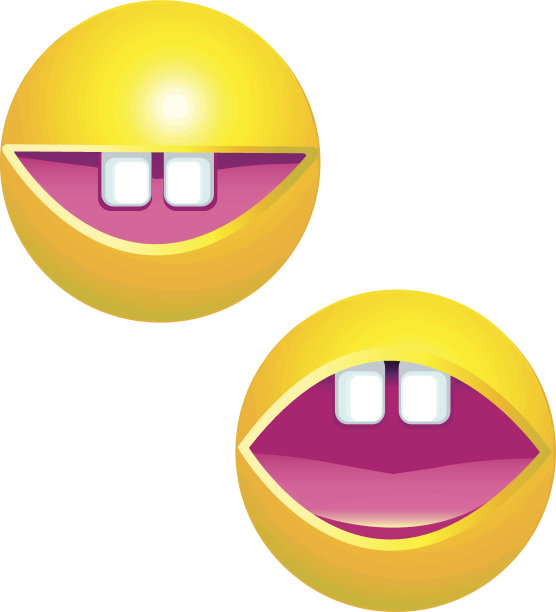黄色的笑脸带着大大的牙齿微笑图片下载