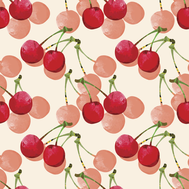 无缝图案与水彩浆果樱桃图片下载