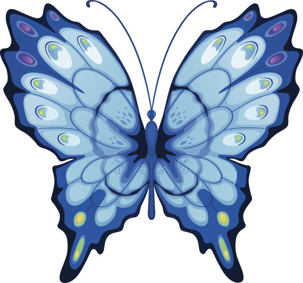 蓝色的向量蝴蝶图片下载