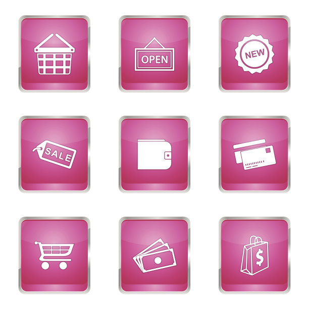 购物标志方形矢量粉色图标设计集2图片下载