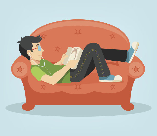 矢量客厅男人扁平风格插画图片下载