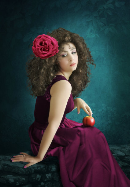 与苹果的女孩图片下载