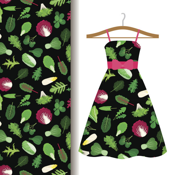 女人用蔬菜装饰织物图案图片下载