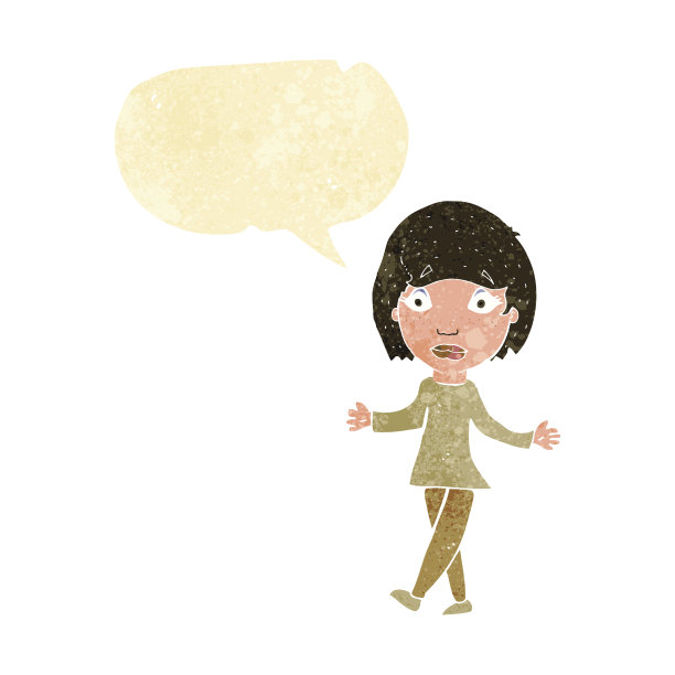 卡通惊讶的女人用气泡说话图片下载